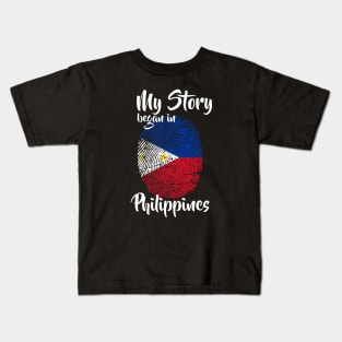 Philippines Flag Fingerprint My Story DNA Filipino Kids T-Shirt